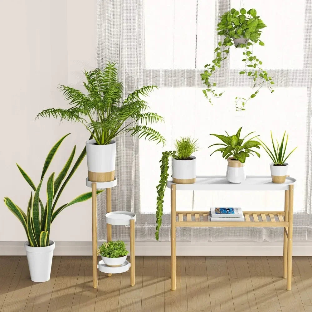 2-Tier Indoor Bamboo Plant Stand