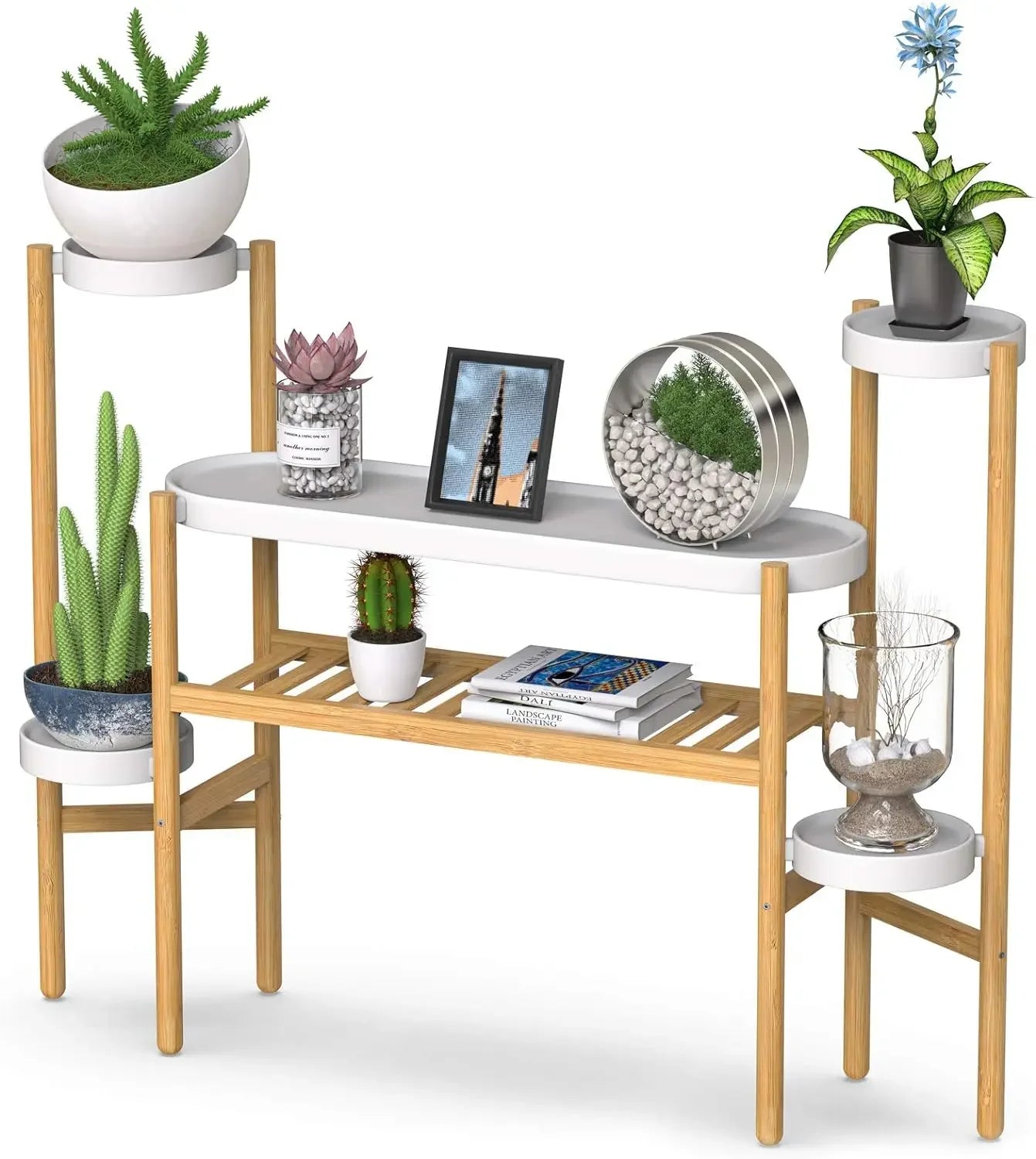 2-Tier Indoor Bamboo Plant Stand