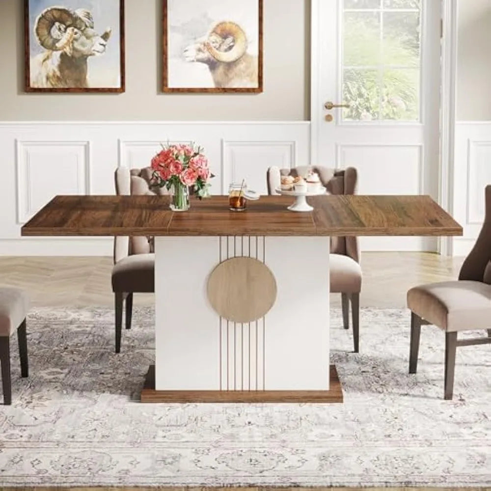 55" Oak Dining Table for 4 to 6 People