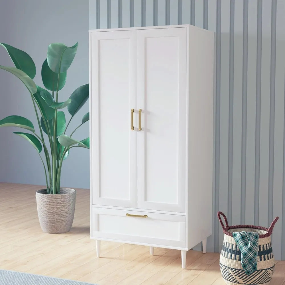 60" Wardrobe Closet with Hanging Rod