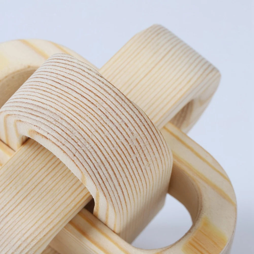 3-Link Hand Carved Wood Chain