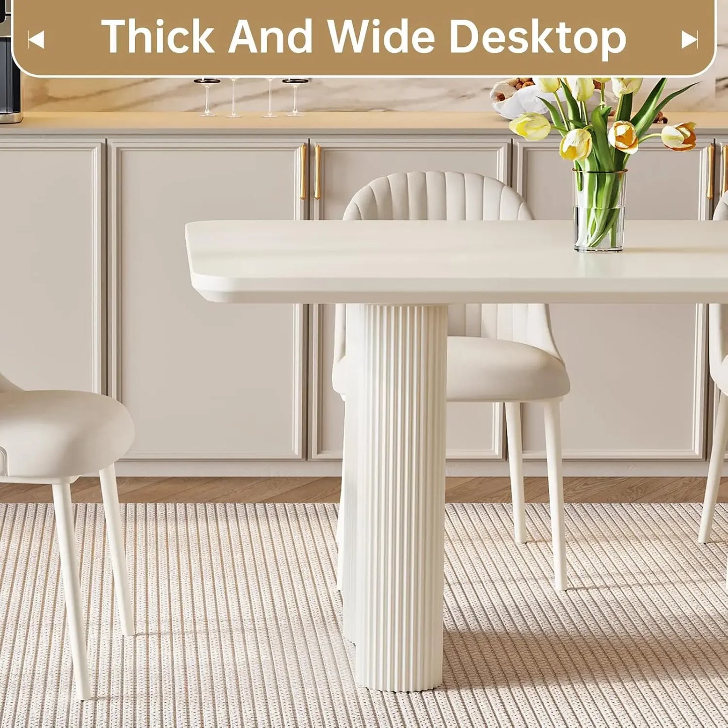 79" Cream White Modern Dining Table
