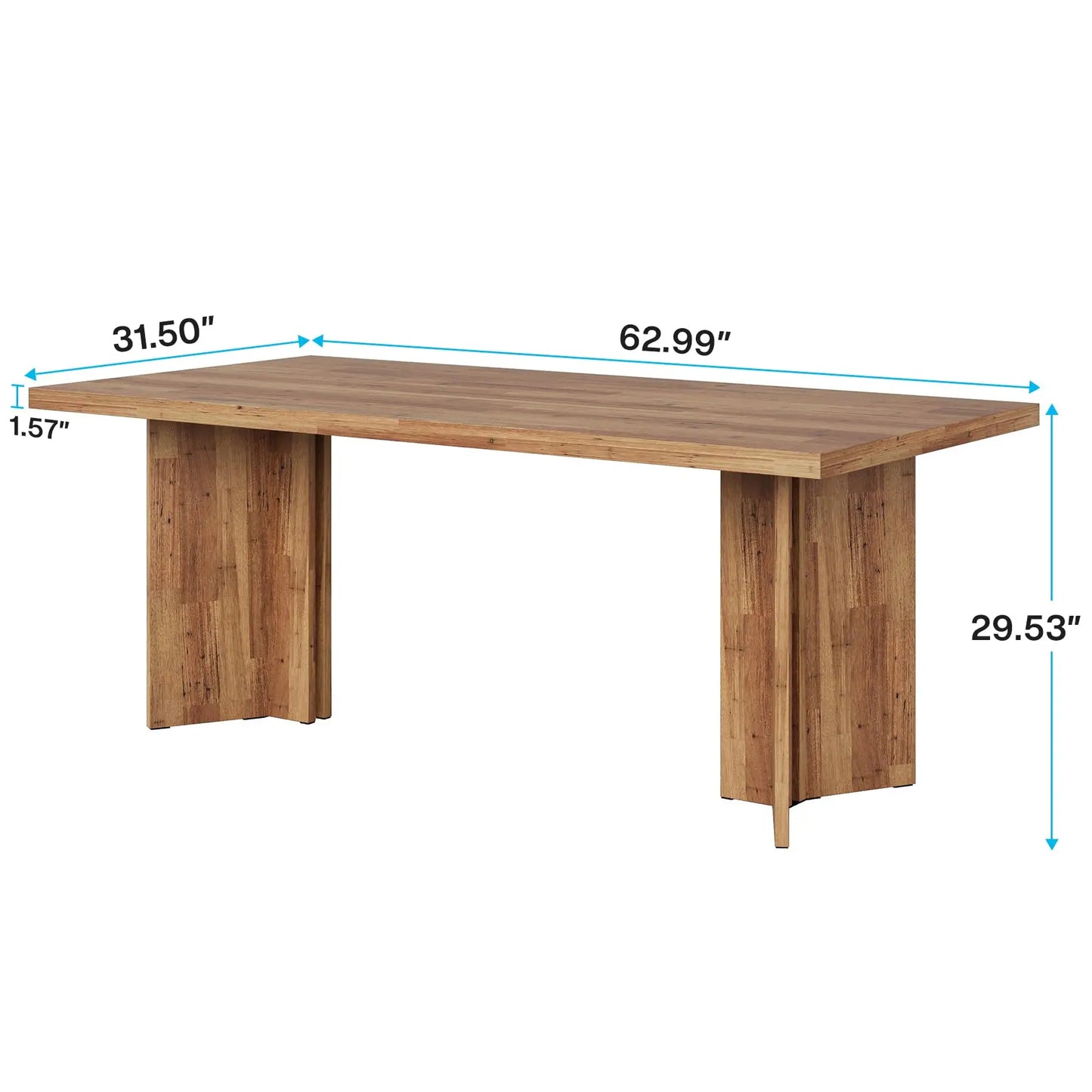 63" Rectangular Farmhouse Dining Table for 4-6