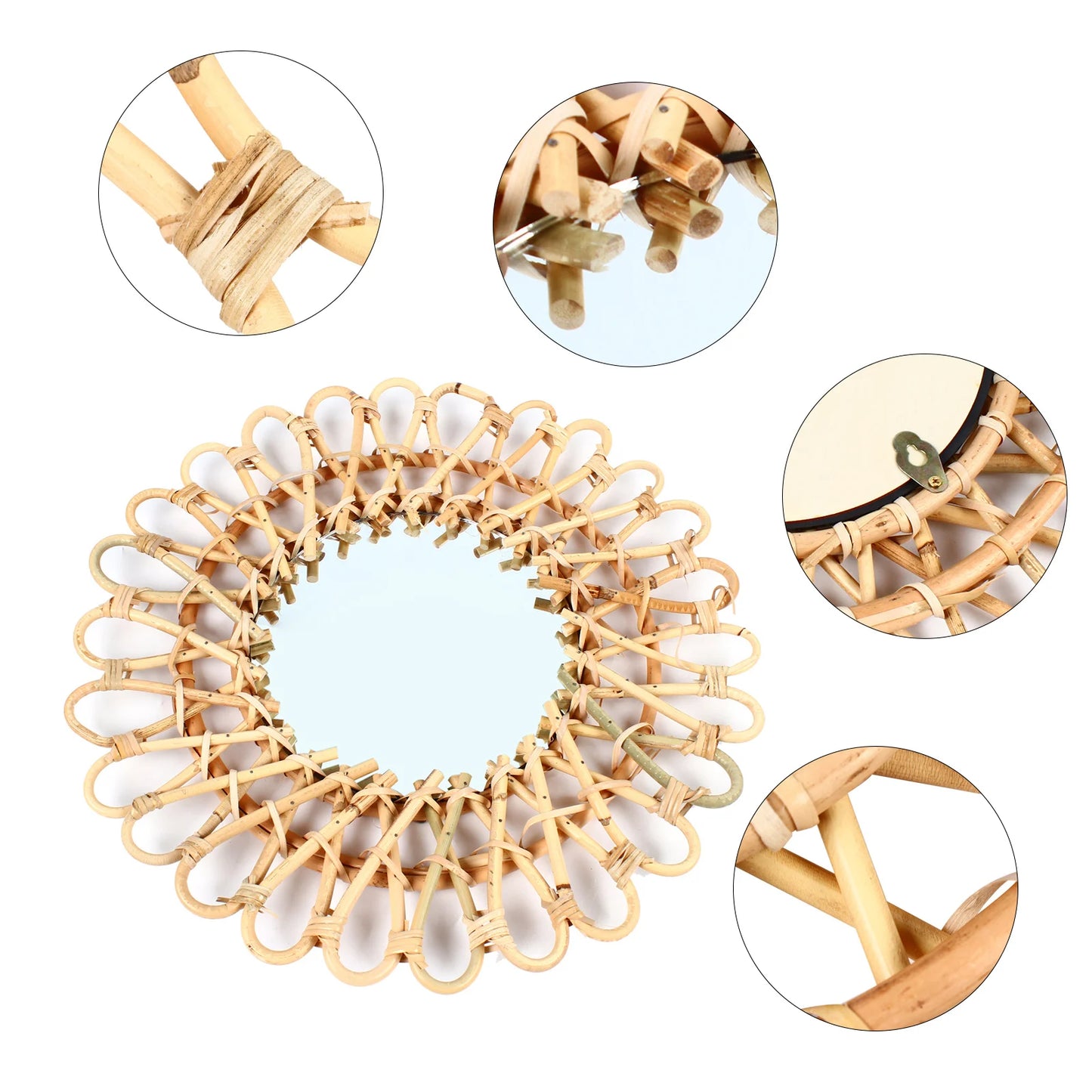 40cm Nordic Rattan Wicker Wall Hanging Mirror