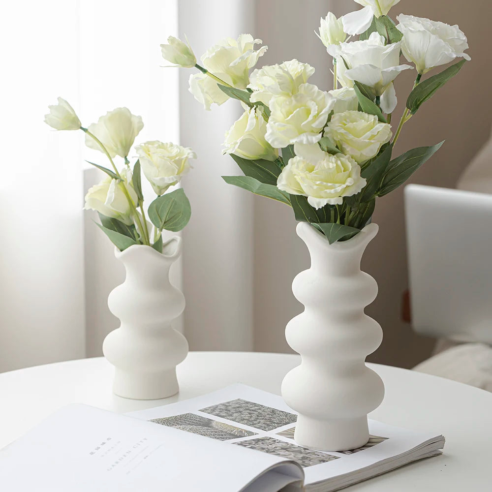 Abstract Minimalist White Ceramic Vases