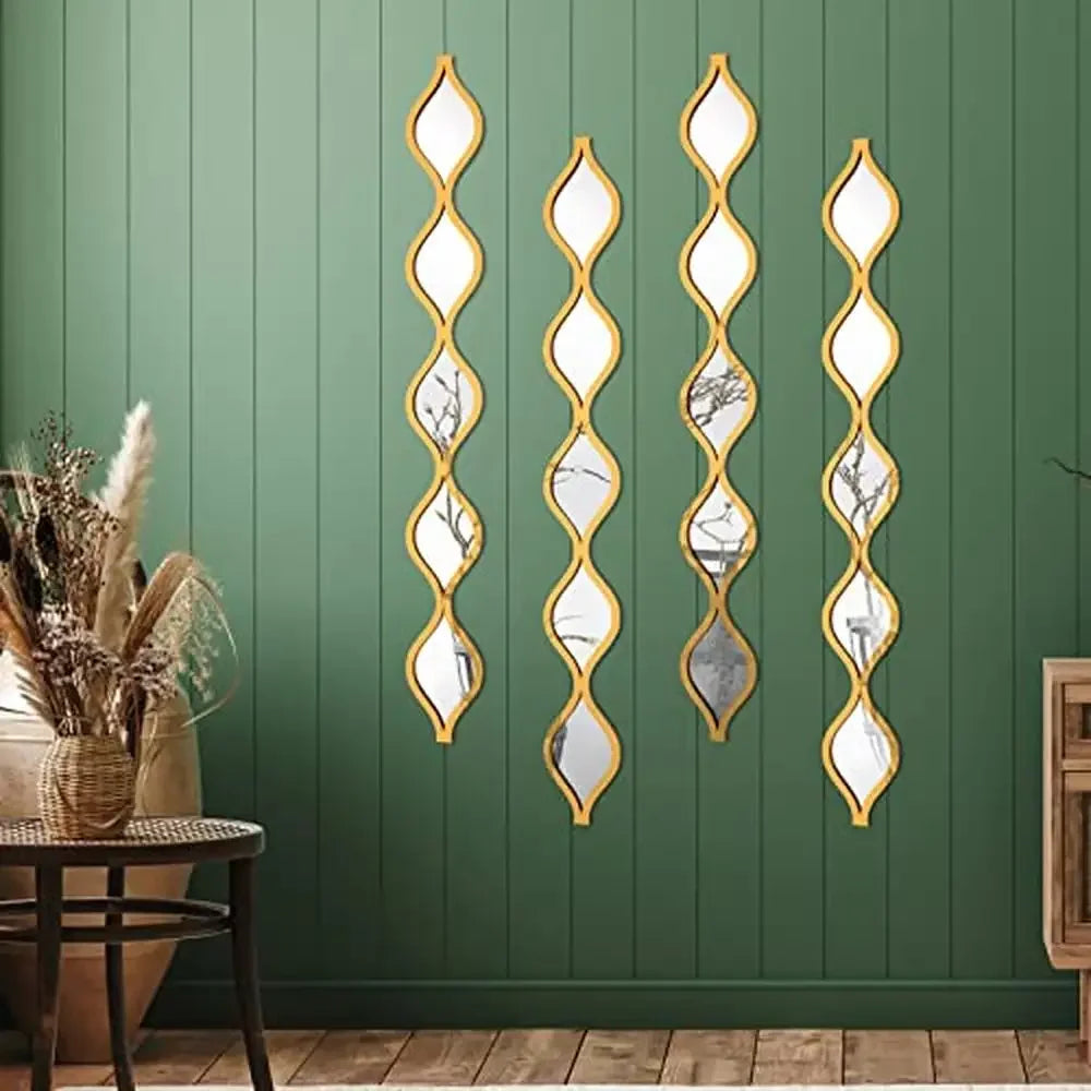 Gold Teardrop Mirror Wall Art Set of 4