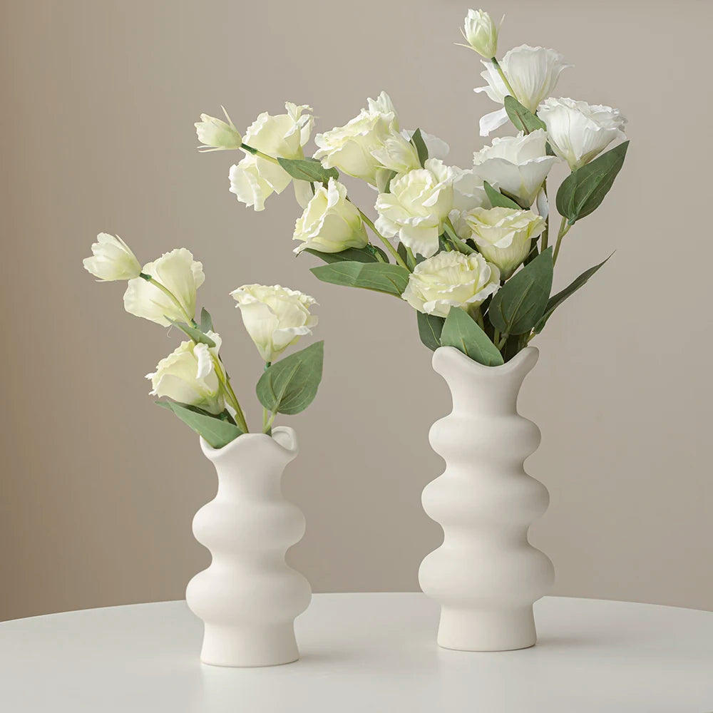 Abstract Minimalist White Ceramic Vases