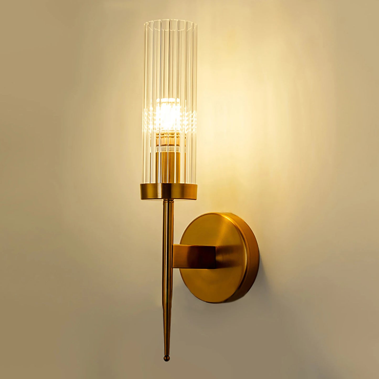 Elegant Golden Wall Sconce with Glass Shade