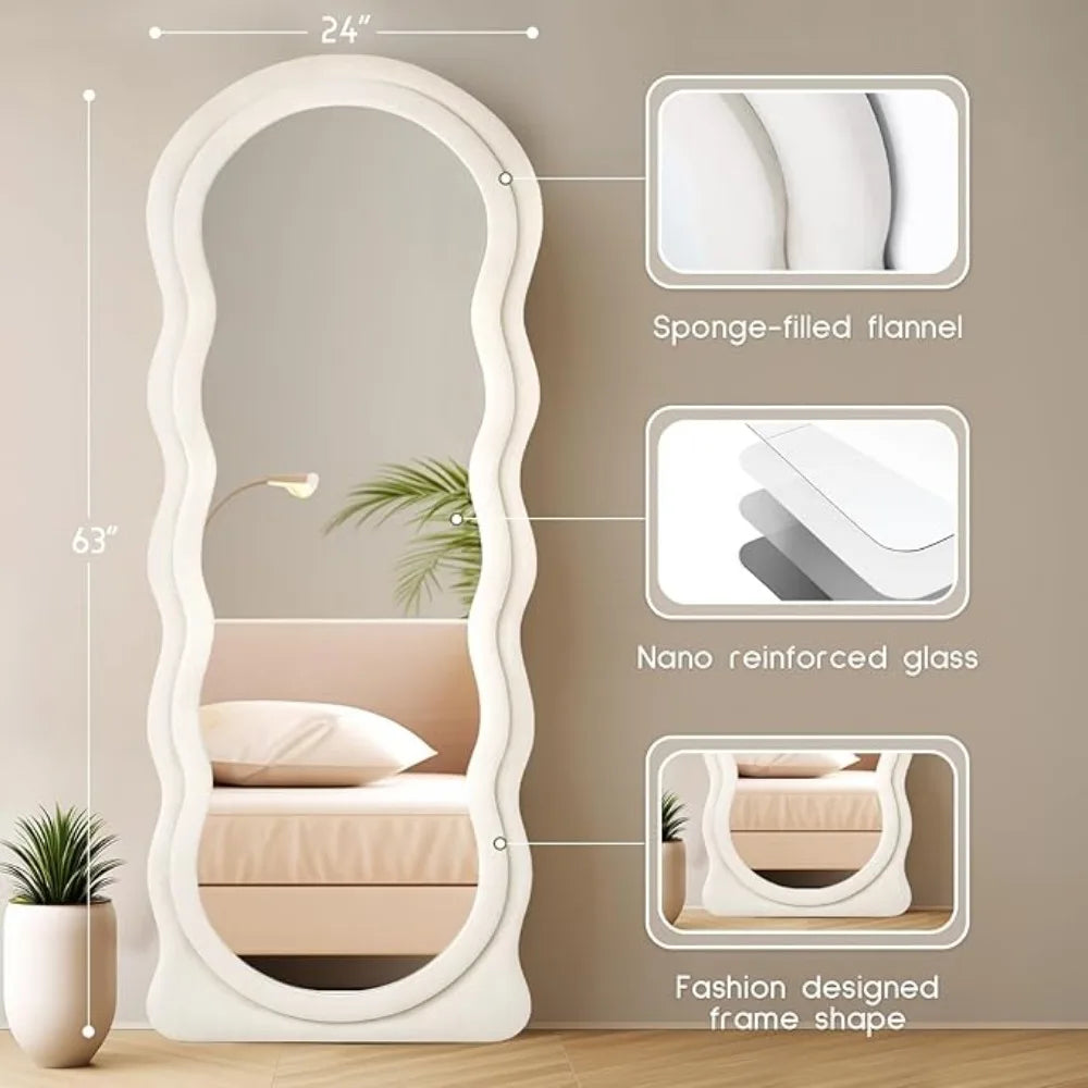 Large Flannel Arched Top Mirror with Lights