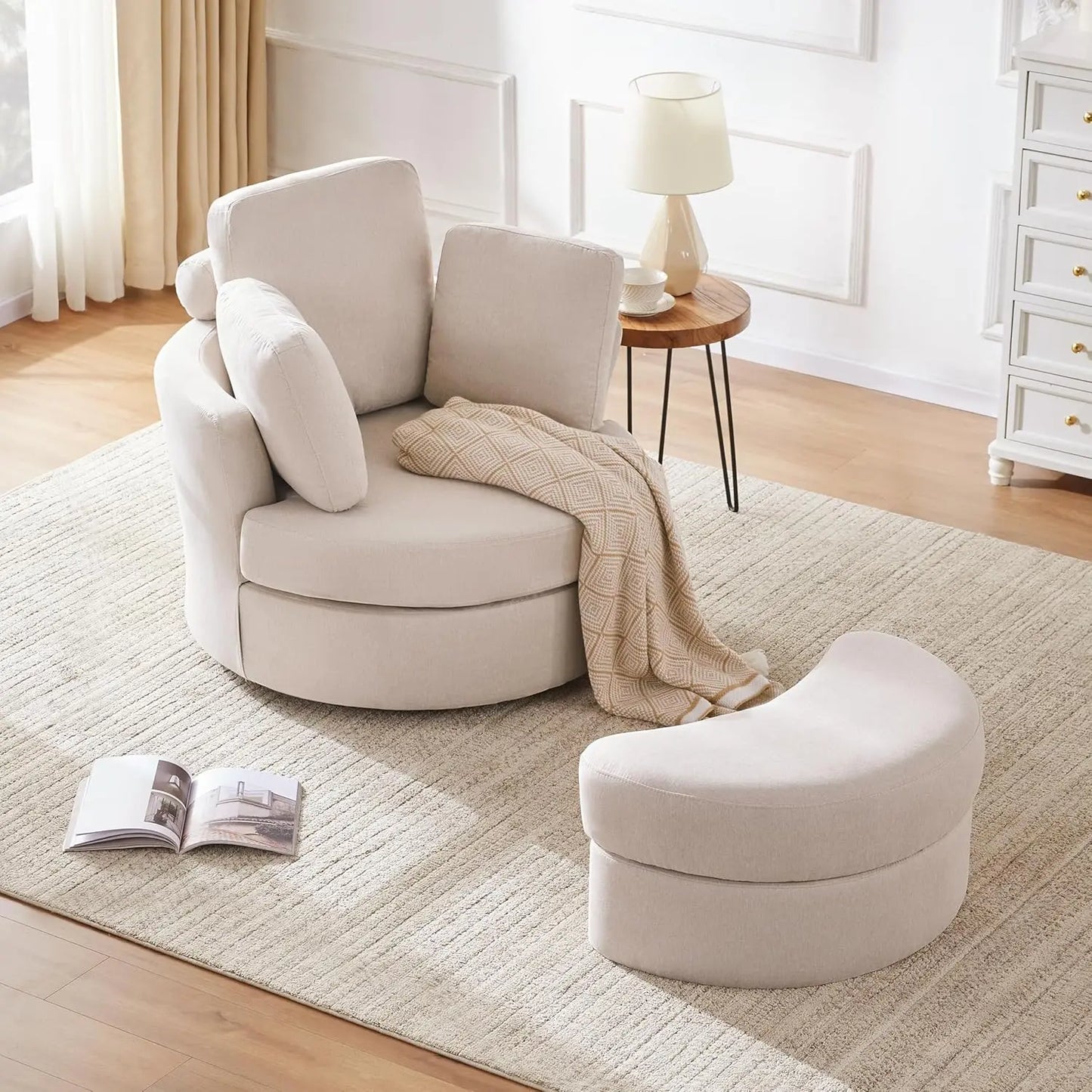 39” Swivel Barrel Chair with Removable Headrest
