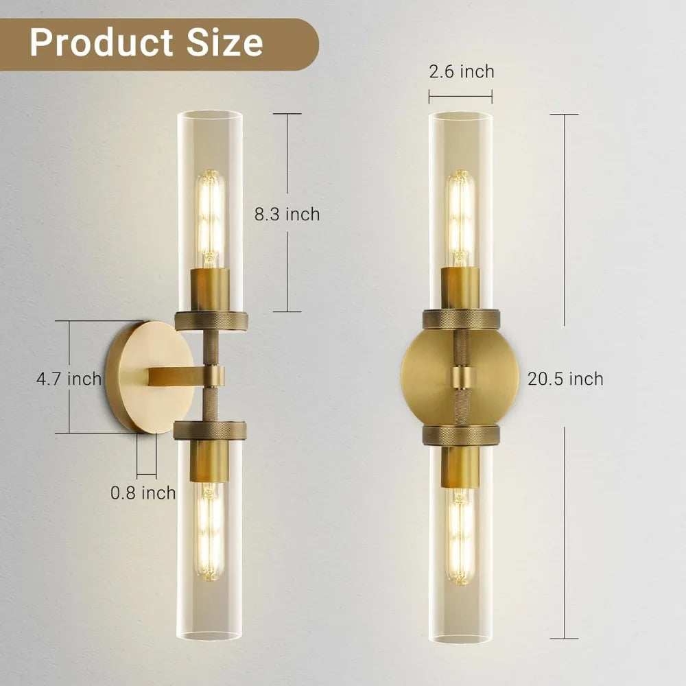 21” Gold Bathroom Wall Sconces Set of Two