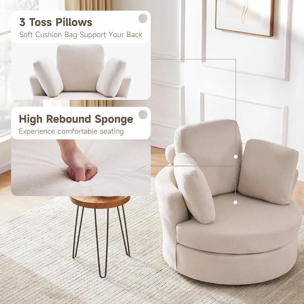 39” Swivel Barrel Chair with Removable Headrest