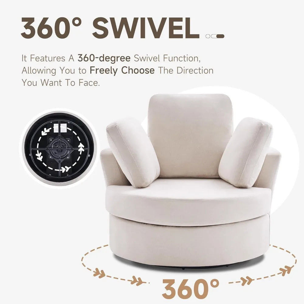 39” Swivel Barrel Chair with Removable Headrest