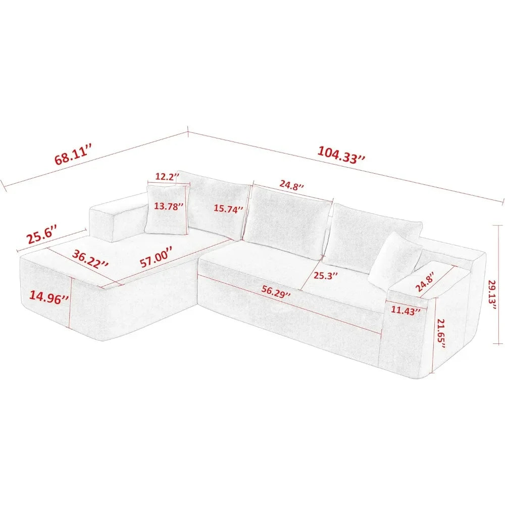 104'' Sherpa Modular Sectional Cloud Sofa