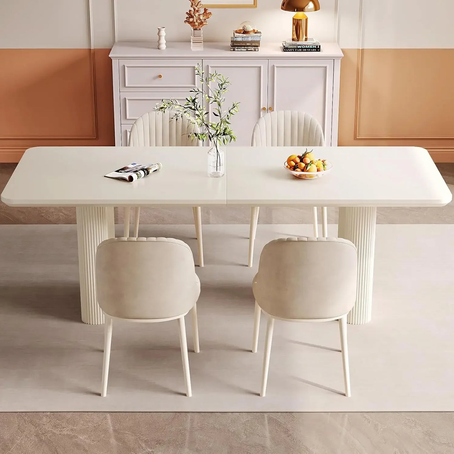 79" Cream White Modern Dining Table