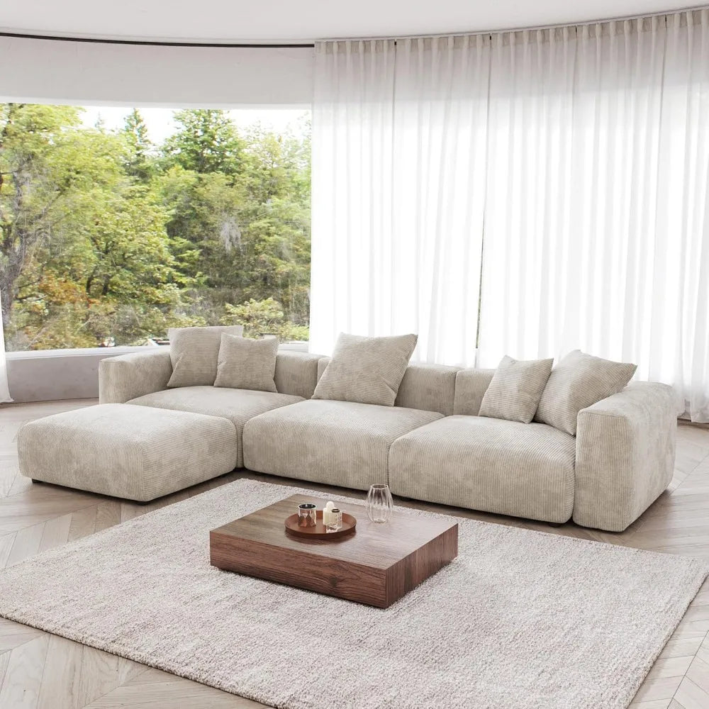 Luxurious Modular Sectional Couch with 5 Pillows