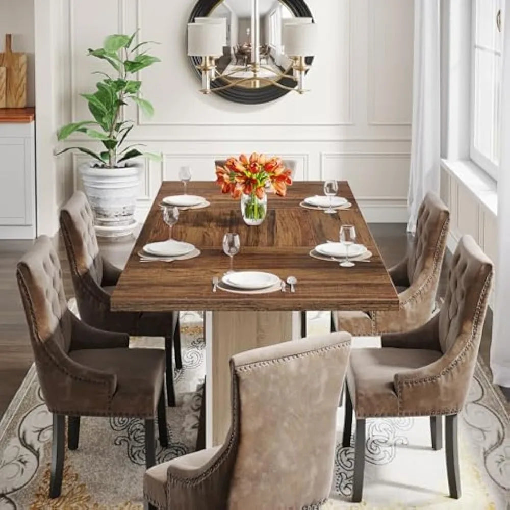55" Oak Dining Table for 4 to 6 People