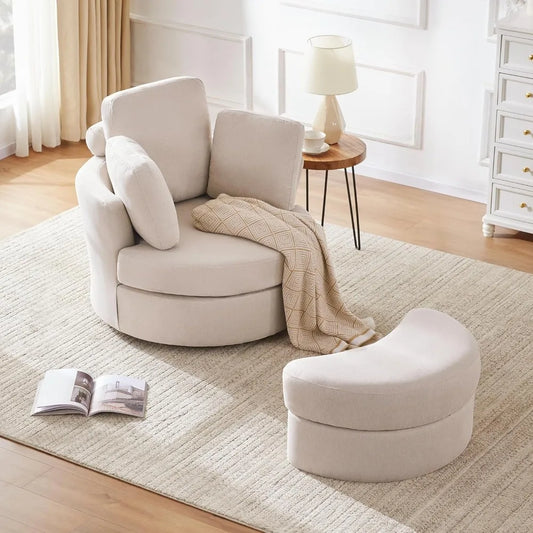 39” Swivel Barrel Chair with Removable Headrest