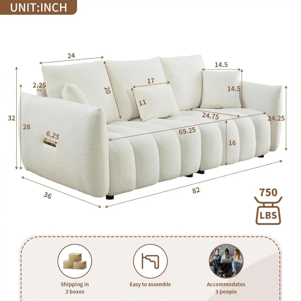 82" Comfy Modern Teddy Cloud Sofa