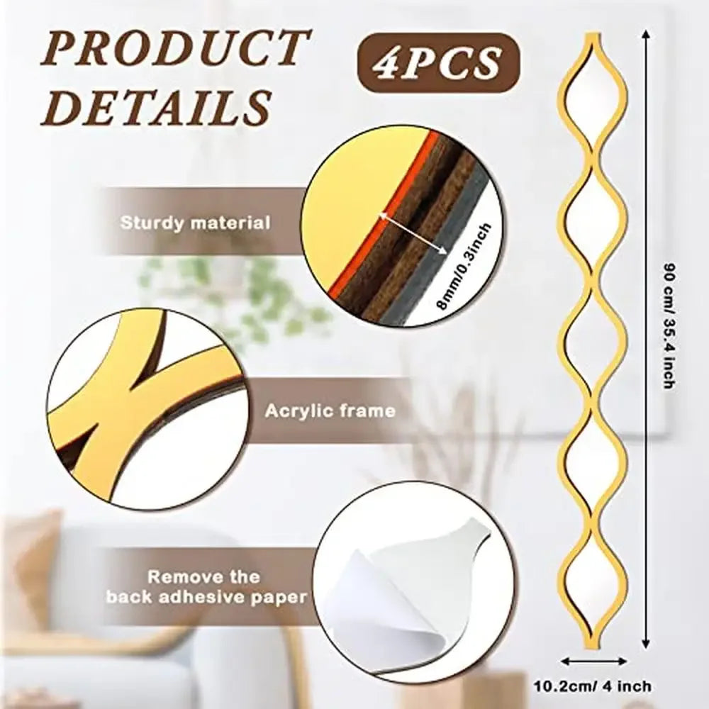 Gold Teardrop Mirror Wall Art Set of 4