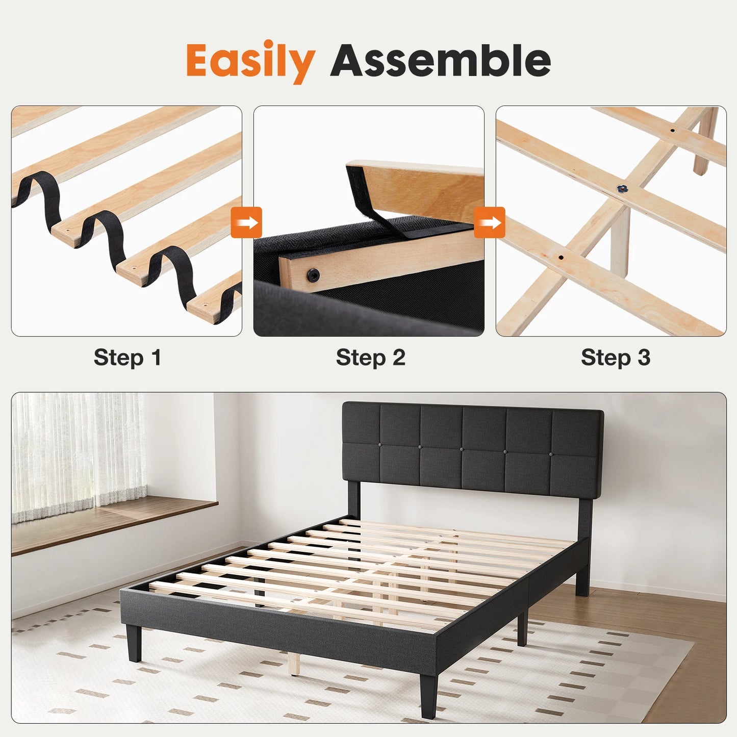 Queen Bed Frame with Headboard