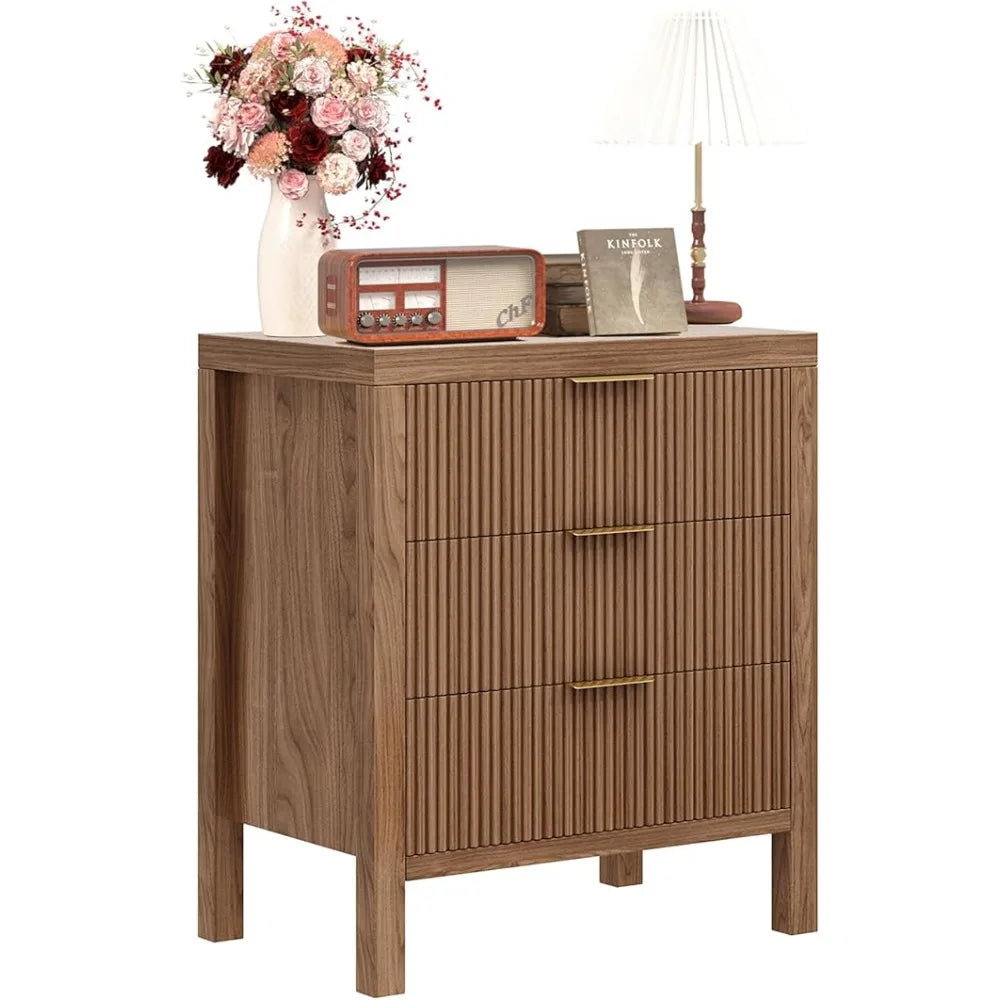 Nightstand Dresser with 3 Wide Drawers