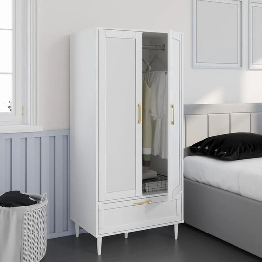 60" Wardrobe Closet with Hanging Rod