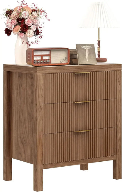 Nightstand Dresser with 3 Wide Drawers