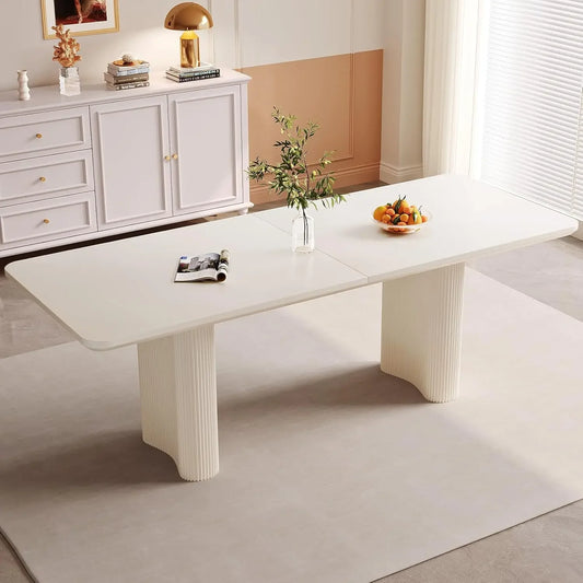 79" Cream White Modern Dining Table