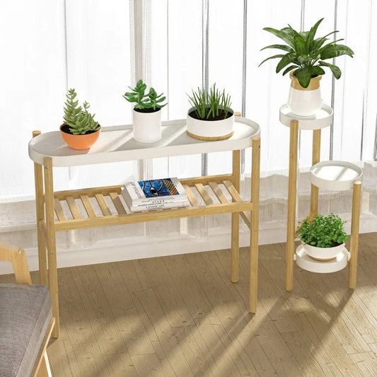 2-Tier Indoor Bamboo Plant Stand