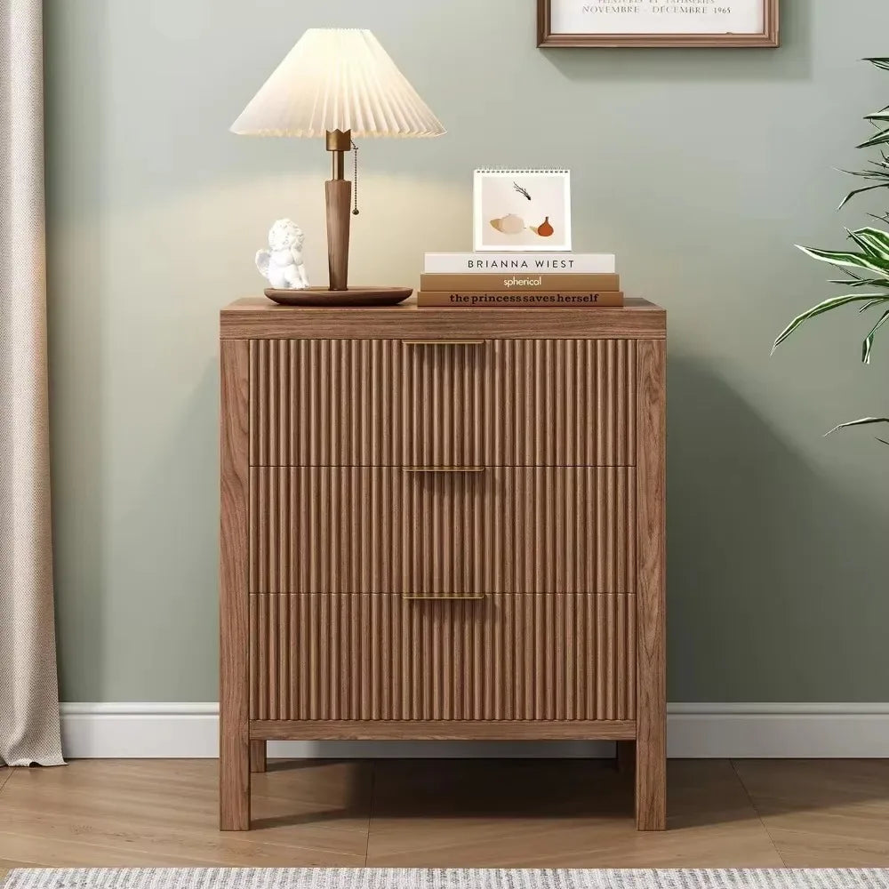 Nightstand Dresser with 3 Wide Drawers