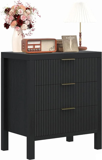 Nightstand Dresser with 3 Wide Drawers