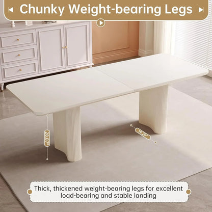 79" Cream White Modern Dining Table
