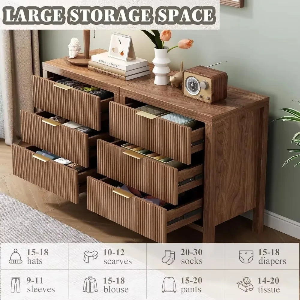 Nightstand Dresser with 3 Wide Drawers