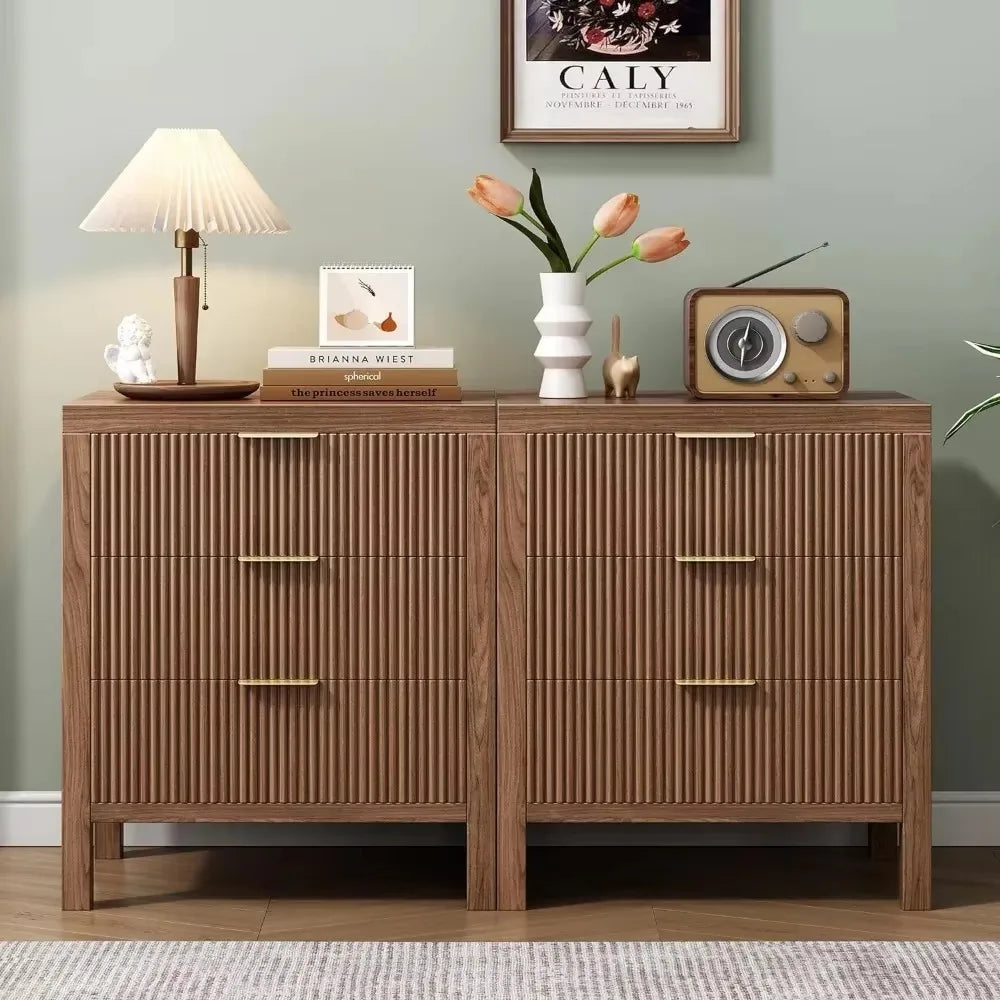 Nightstand Dresser with 3 Wide Drawers